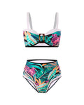 Stylish High Waist Floral Print Bikini Set