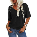 Women's Solid Color V-Neck T-shirt [On Sale & Quick Ship!]