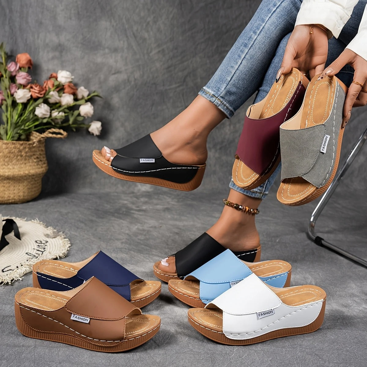 🔥Last Day Promotion 50% OFF - Women's Comfortable Thick Sole Arch Support Leather Slippers