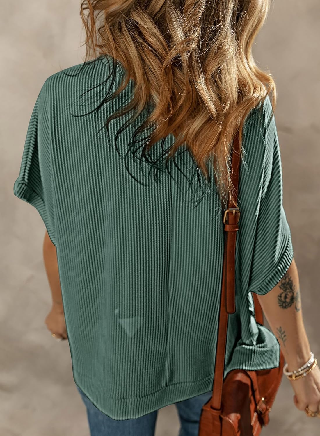 Dokotoo Women's Casual Oversized Short Sleeve Solid Color Loose Texture Knit Tunic Tops Blouses