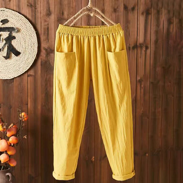 Vintage Pockets Comfy Cotton Linen Pants