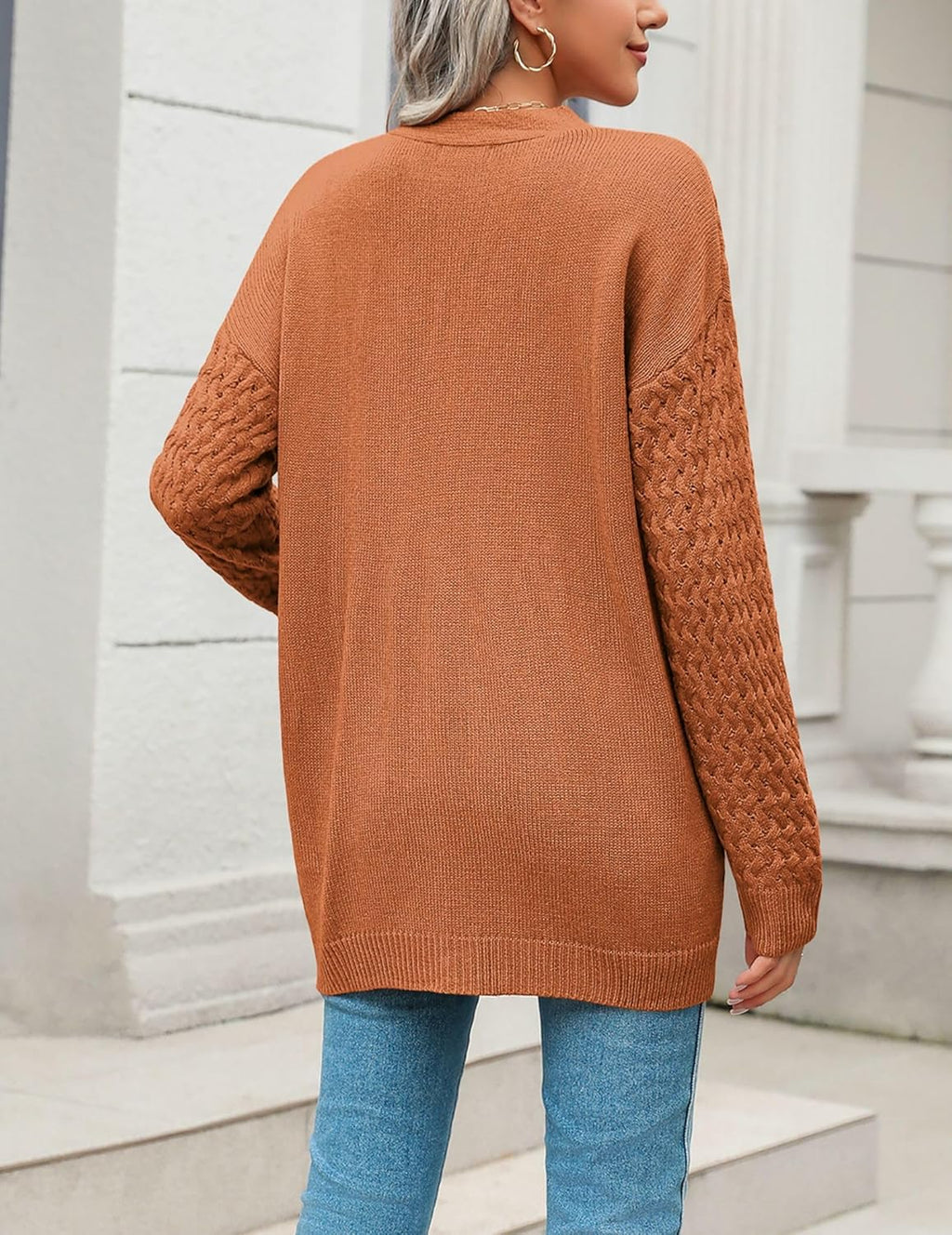 Zeagoo Womens 2024 Long Sleeve Chunky Cable Knit Fall Cardigans Sweaters Button Down Open Front Outerwear with Pockets
