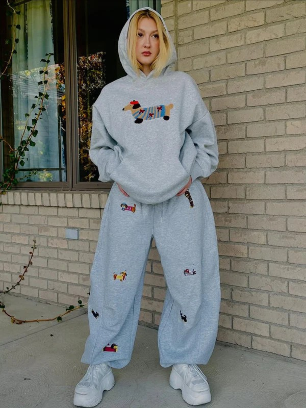 LAST DAY - 76%OFF🔥Embroidered Pup Barrel Sweatpants