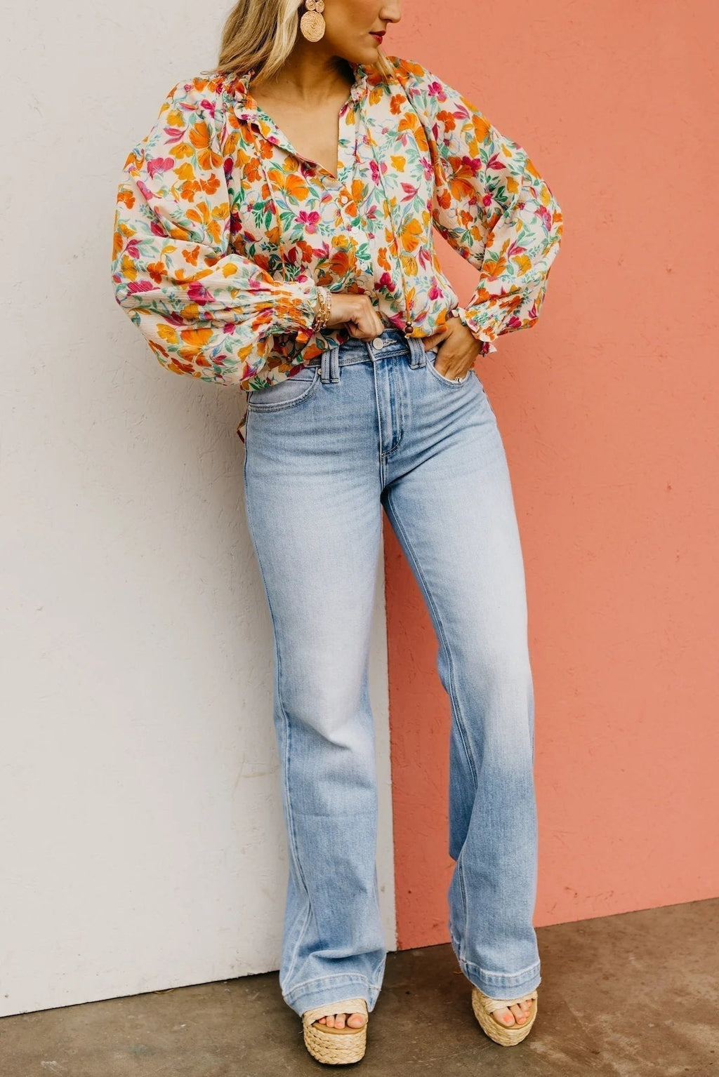 HALF PRICE💥High Rise Vintage Wash Tummy Control Top Straight Leg Jeans