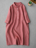 Literary And Retro Cotton Linen Shirt Dress